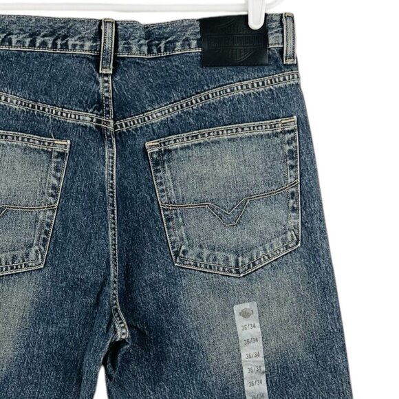 NWT Harley Davidson Men's Blue Denim Jeans Sz 36x34 Traditional Fit Tapered Leg - Picture 8 of 16